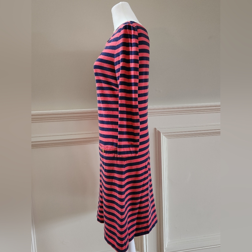 Lilly Pulitzer Charlene Pink And Navy Striped Long Sleeve Dress XS - Picture 5 of 8